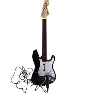 Rockband PS3 Fender Stratoscaster‎ Guitar and Microphone UNTESTED missing back